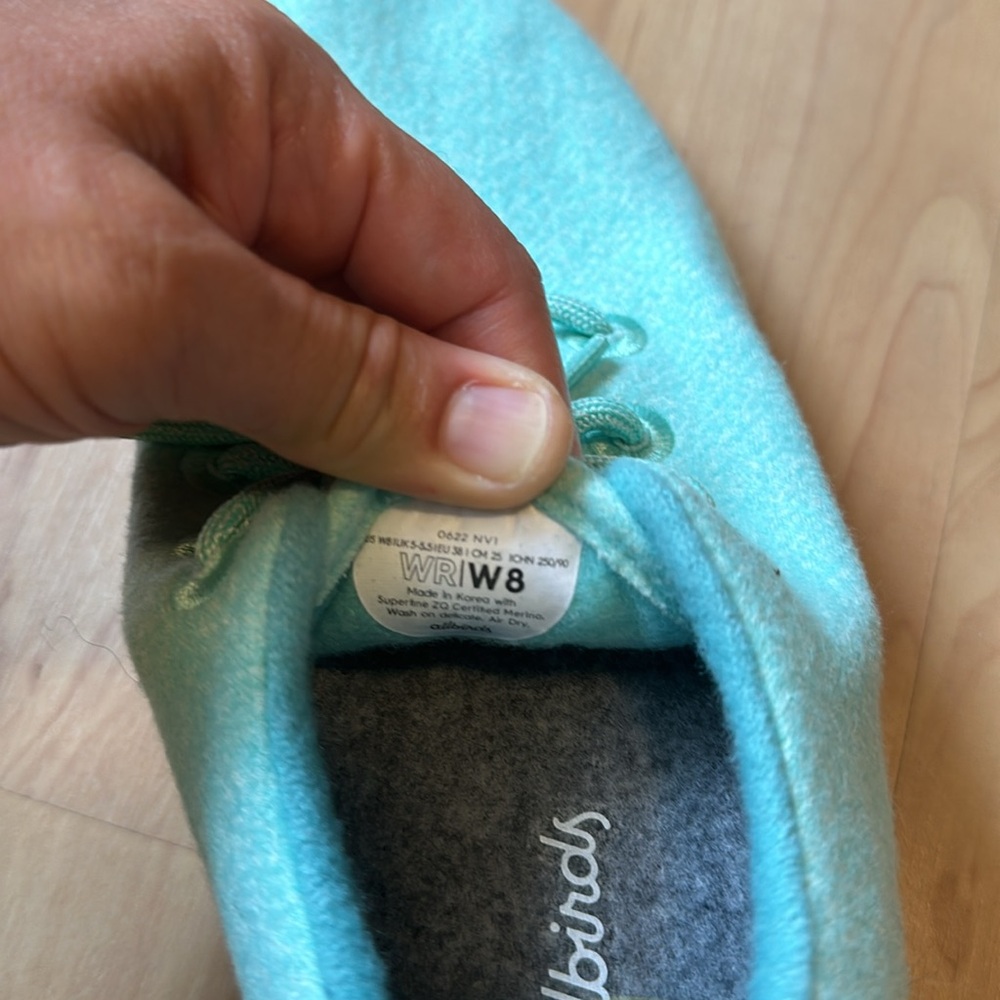 All birds sneakers. Wool runner. Never been used. Light teal-ish in color. - Picture 6 of 6
